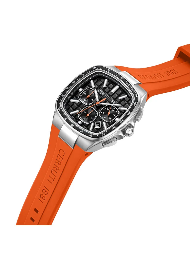 شيروتي 1881 Casale Black Dial Silicone Strap Chronograph Watch for Men, 42mm